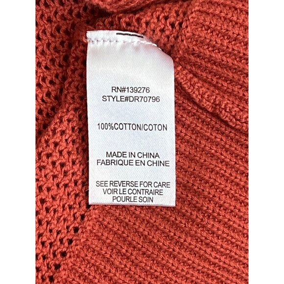 DR2 100% Cotton Paisley Open-Stitch Sweater Tank Size Medium Brick Orange EUC - Picture 9 of 13